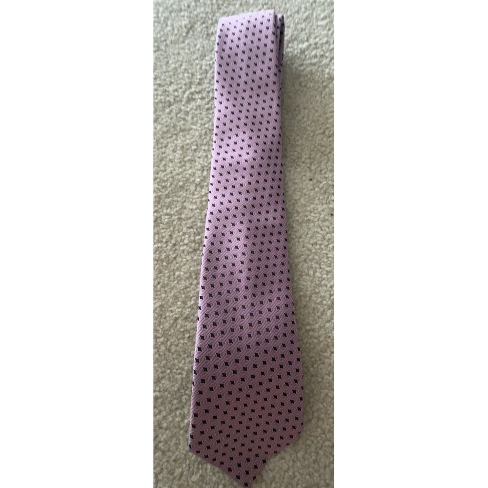 Ermenegildo Zegna Men's Silk Tie Pink Burgundy Geometric Luxury Italian Necktie
